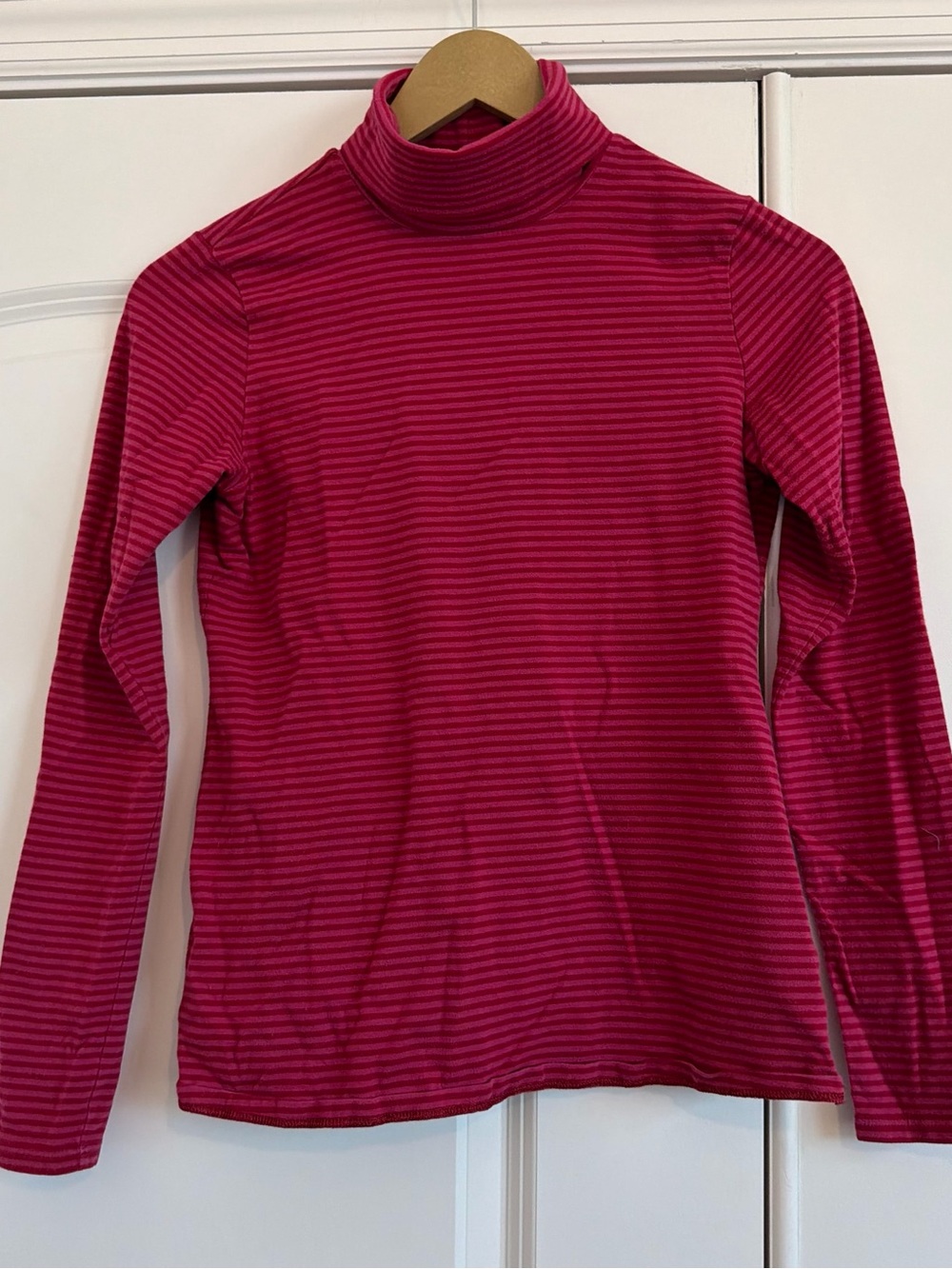 J. Jill Magenta Striped Turtleneck Long Sleeve Top